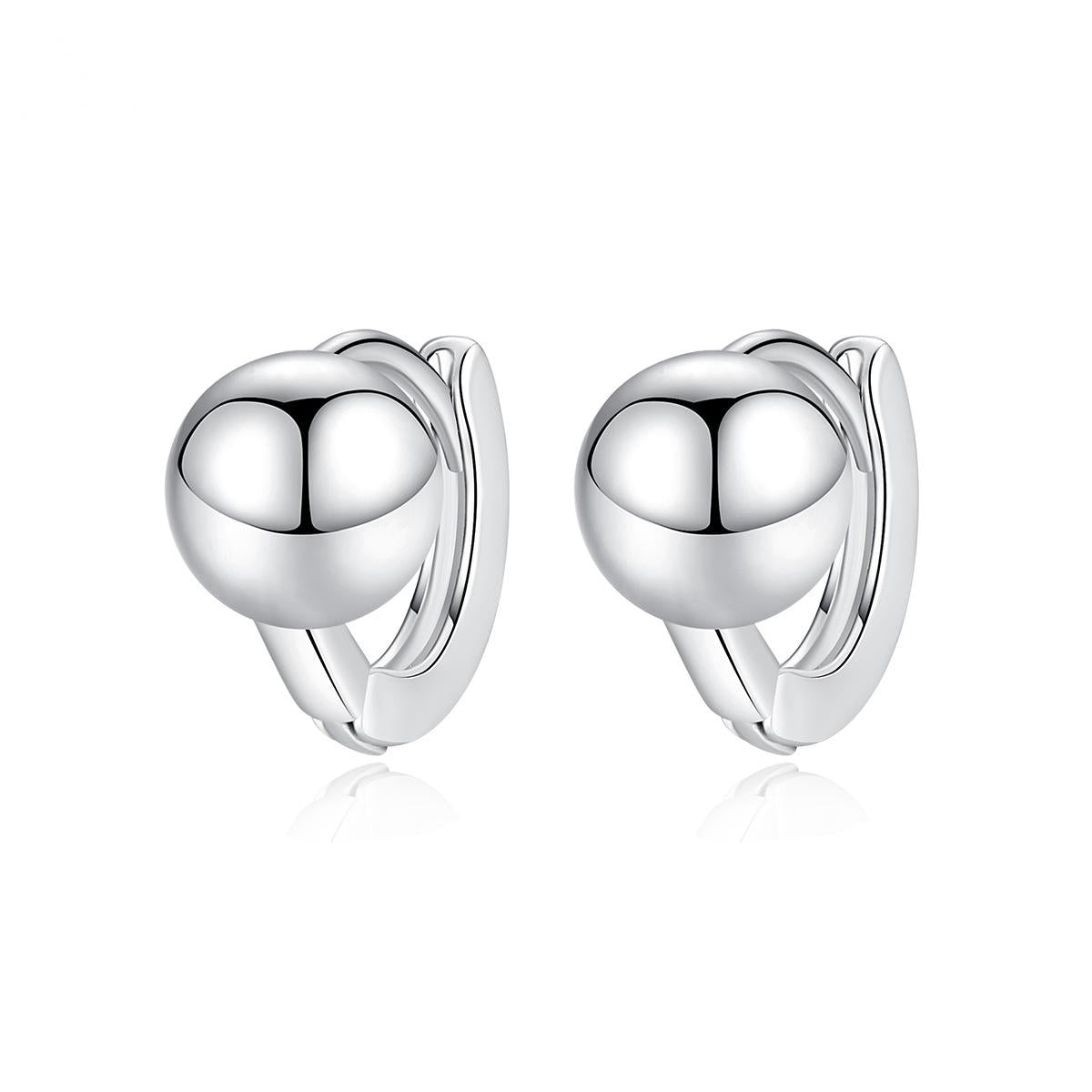 Silver-Plated Ball Huggie Earrings