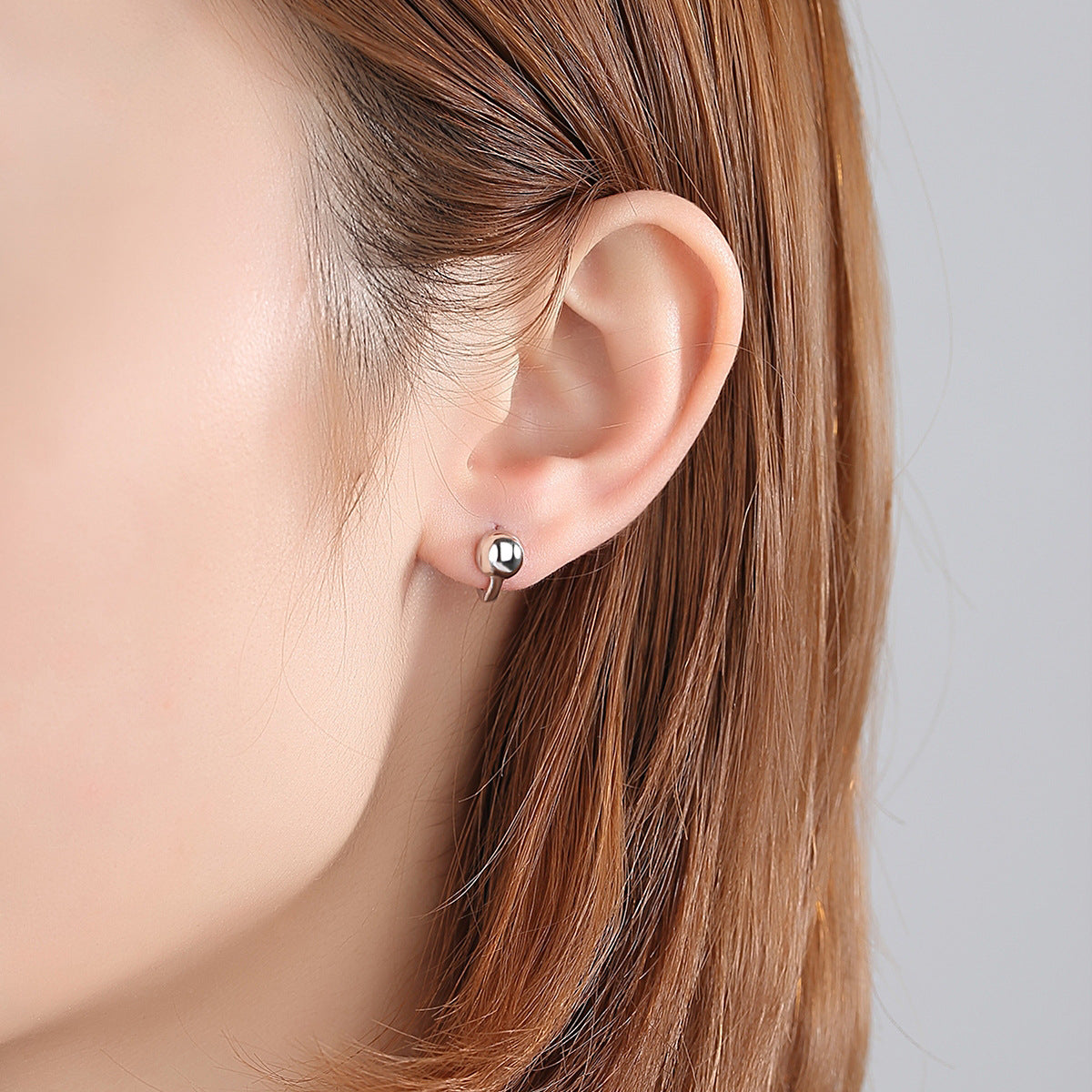 Silver-Plated Ball Huggie Earrings