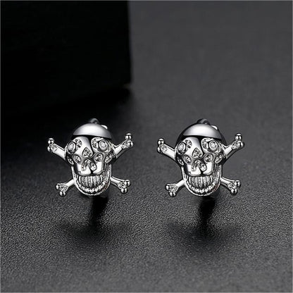 Cubic Zirconia and Silver-Plated Skull Huggie Earrings, silver huggie earrings, everyday style, lifestyle look