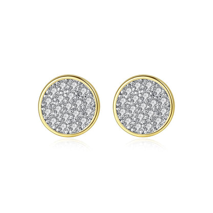 Cubic Zirconia and 18K Gold-Plated Round Stud Earrings, gold stud earrings for women, elegant gift for her, side view