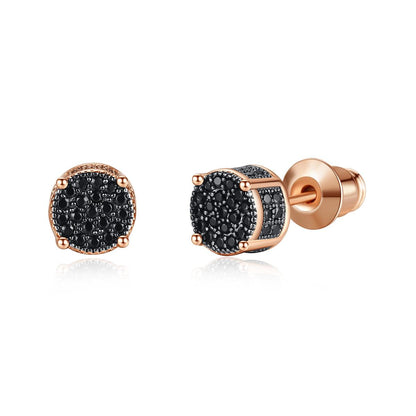 Black Cubic Zirconia and 18K Rose Gold-Plated Stud Earrings, rose gold stud earrings for women, side view