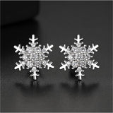 Cubic Zirconia & Silver-Plated Snowflake Stud Earrings