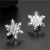 Cubic Zirconia & Silver-Plated Snowflake Stud Earrings