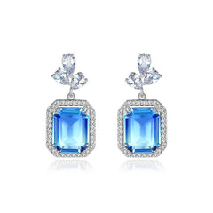 Blue Multicolor Crystal & Cubic Zirconia Drop Earrings