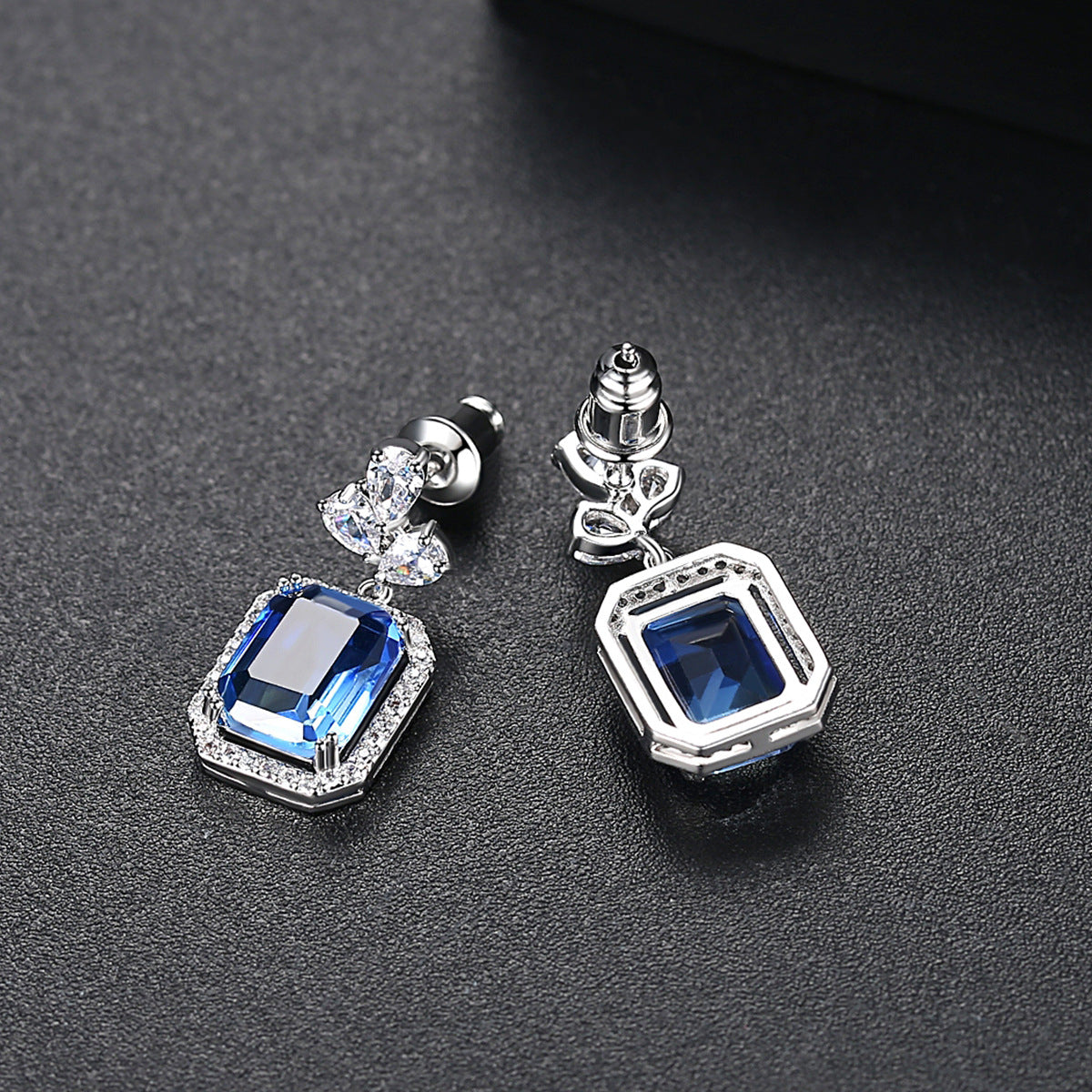 Blue Multicolor Crystal & Cubic Zirconia Drop Earrings