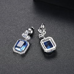 Blue Multicolor Crystal & Cubic Zirconia Drop Earrings