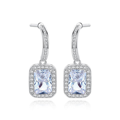 Crystal and Cubic Zirconia Rectangle Cushion Drop Earrings, drop earrings for women, everyday style, front view