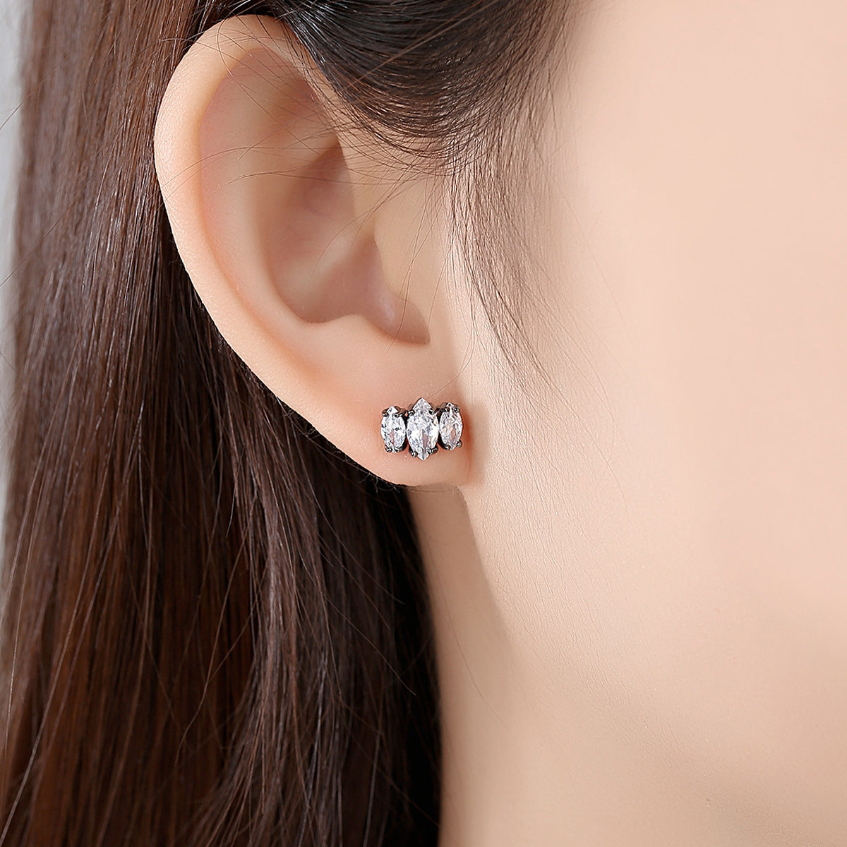 Marquise Crystal Stud Earrings, stud earrings for women, everyday style, side view