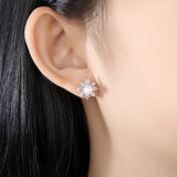 Pearl & Cubic Zirconia Crystal-Accent Flower Stud Earrings