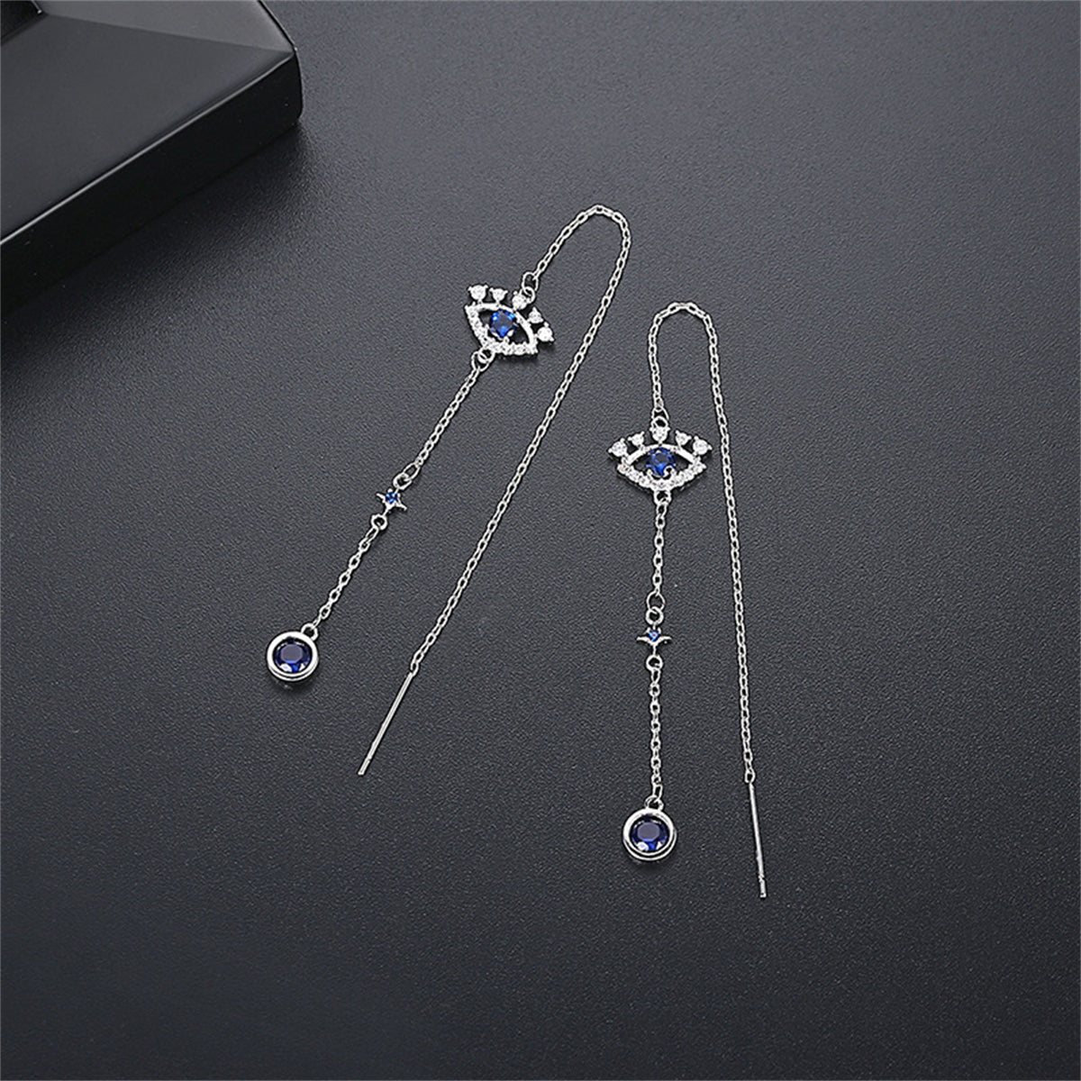 Cubic Zirconia & Crystal Silver-Plated Eye Ear Threaders