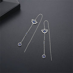 Cubic Zirconia & Crystal Silver-Plated Eye Ear Threaders