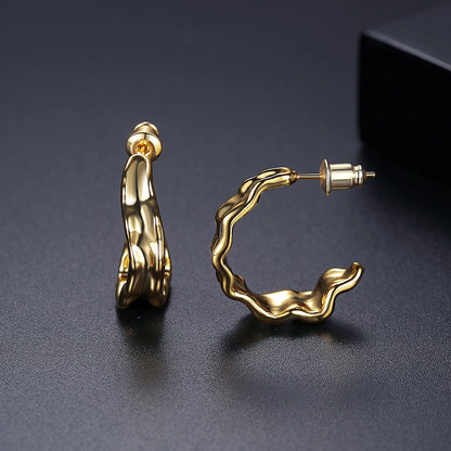 18K Gold-Plated Floral Hoop Earrings, botanical inspired, detail close-up