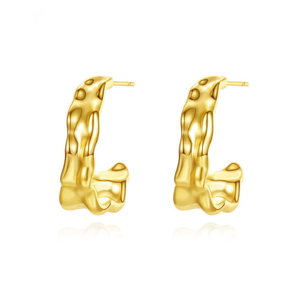 18K Gold-Plated Floral Hoop Earrings, botanical inspired, side view