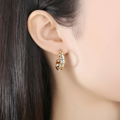 18K Gold-Plated Floral Hoop Earrings, botanical inspired, front view