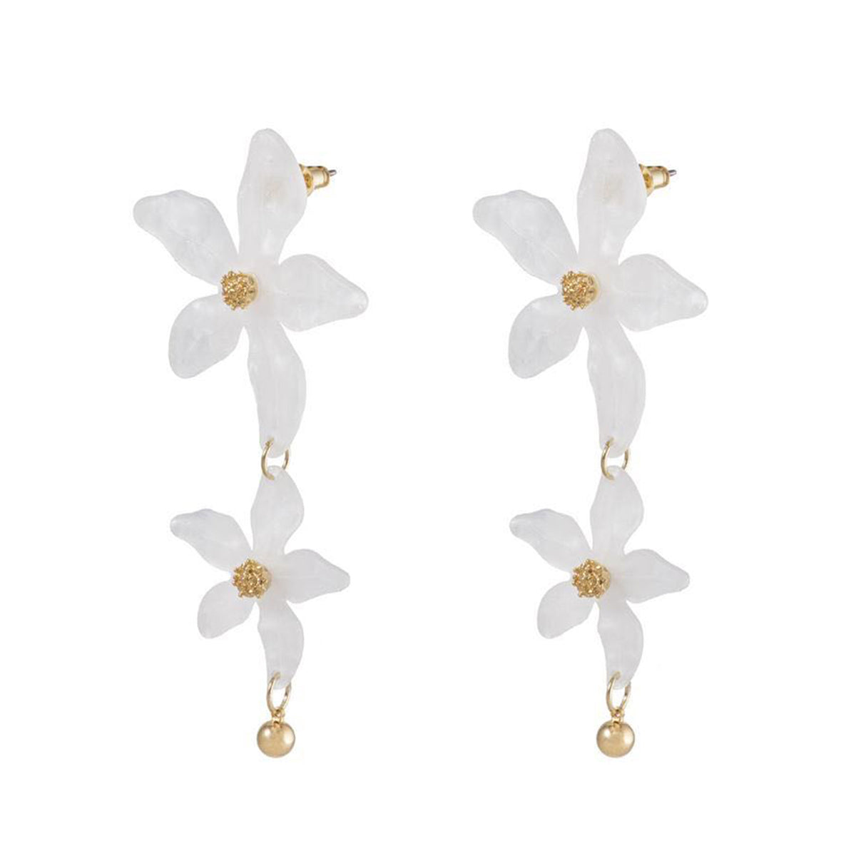 Acrylic & 18K Gold-Plated Flower Drop Earrings