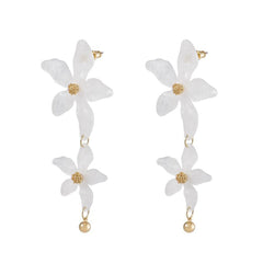 Acrylic & 18K Gold-Plated Flower Drop Earrings