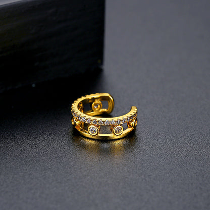 Cubic Zirconia and 18K Gold-Plated Ear Cuff, gold stud earrings for women, elegant gift for her, side view