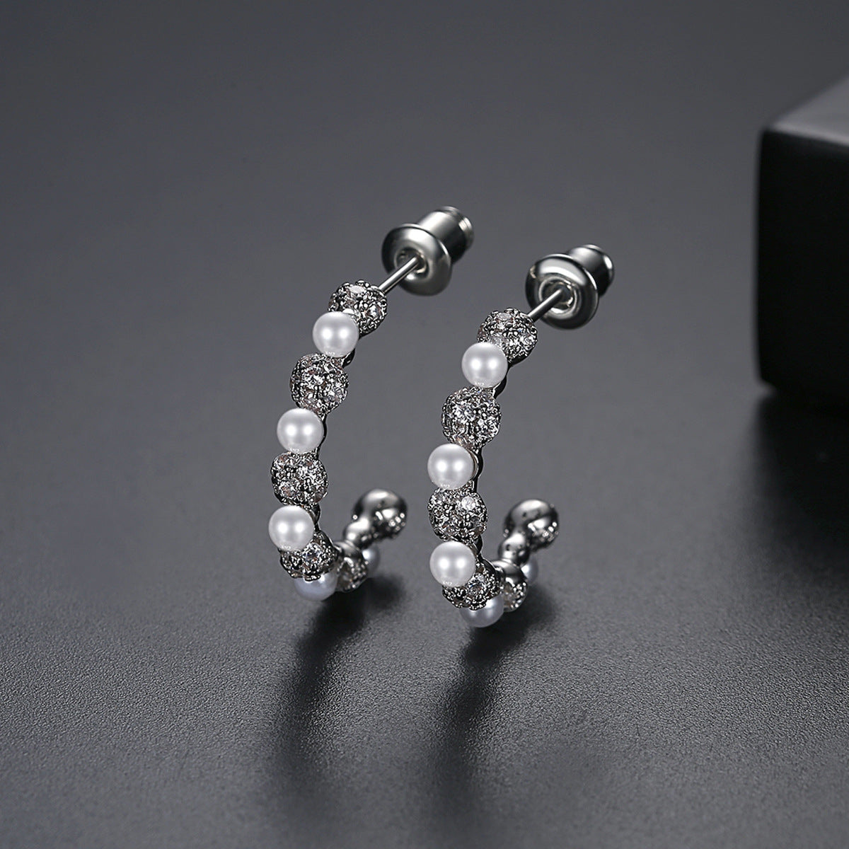 Pearl & Cubic Zirconia Silver-Plated Hoop Earrings