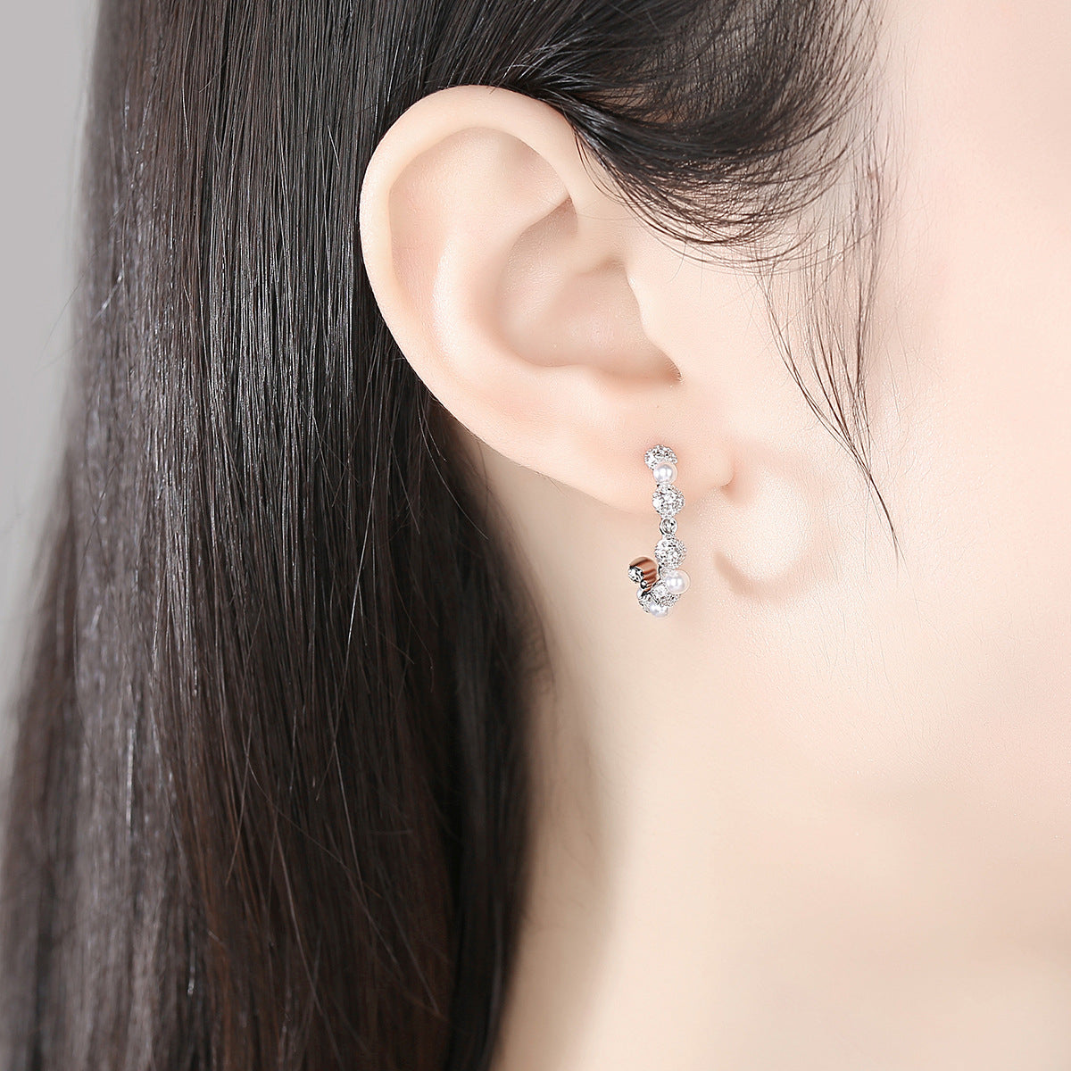 Pearl & Cubic Zirconia Silver-Plated Hoop Earrings