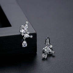 Cubic Zirconia & Crystal Pear-Cut Cluster Drop Earrings