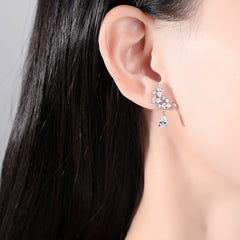 Cubic Zirconia & Crystal Pear-Cut Cluster Drop Earrings