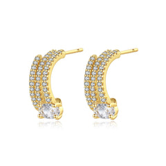 Crystal & 18K Gold-Plated Cubic Zirconia-Accent Layered Huggie Earrings