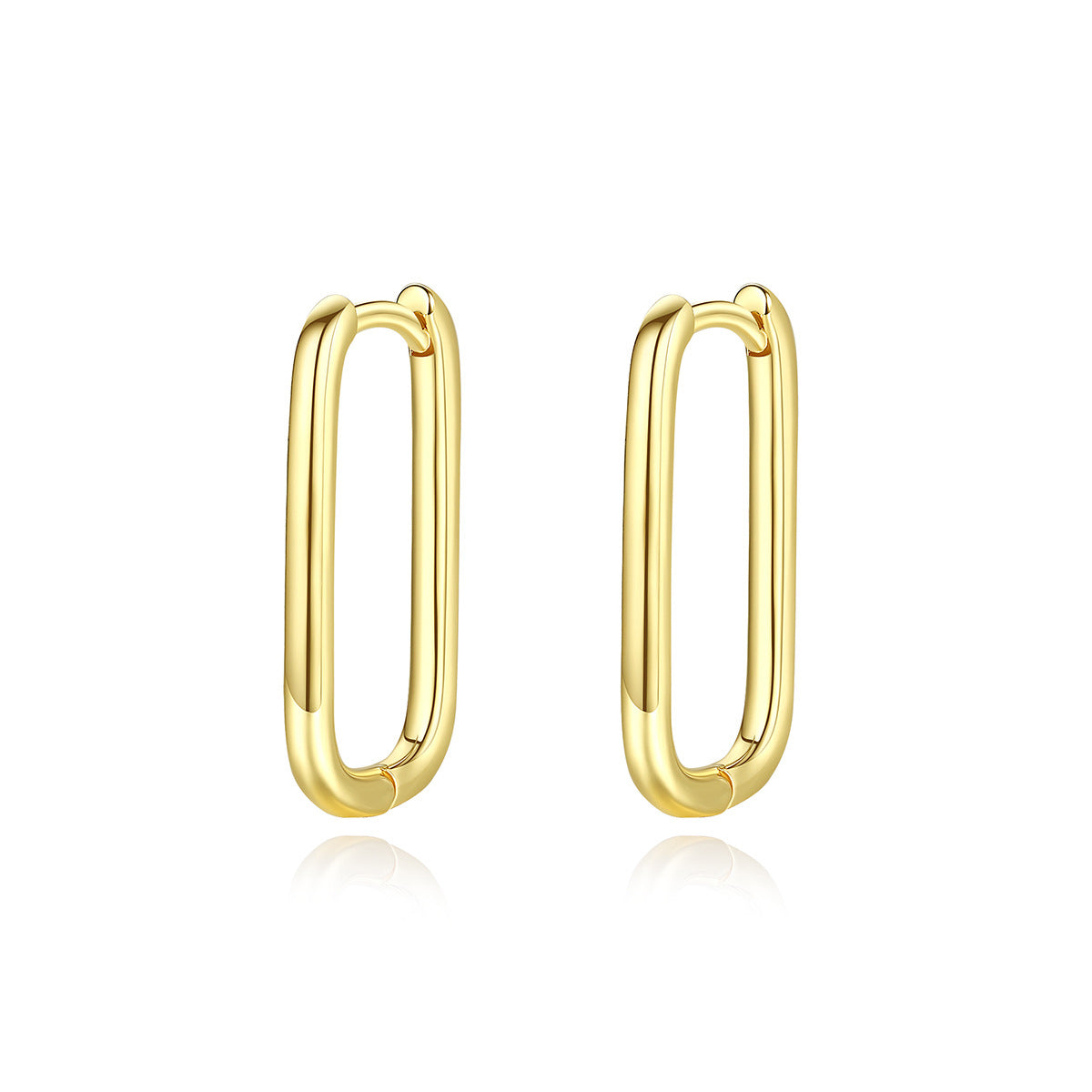 18K Gold-Plated U-Shaped Huggie Earrings, gold huggie earrings, botanical inspired, side view