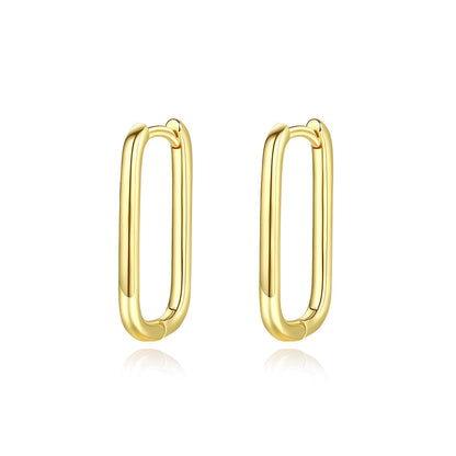 18K Gold-Plated U-Shaped Huggie Earrings, gold huggie earrings, botanical inspired, side view