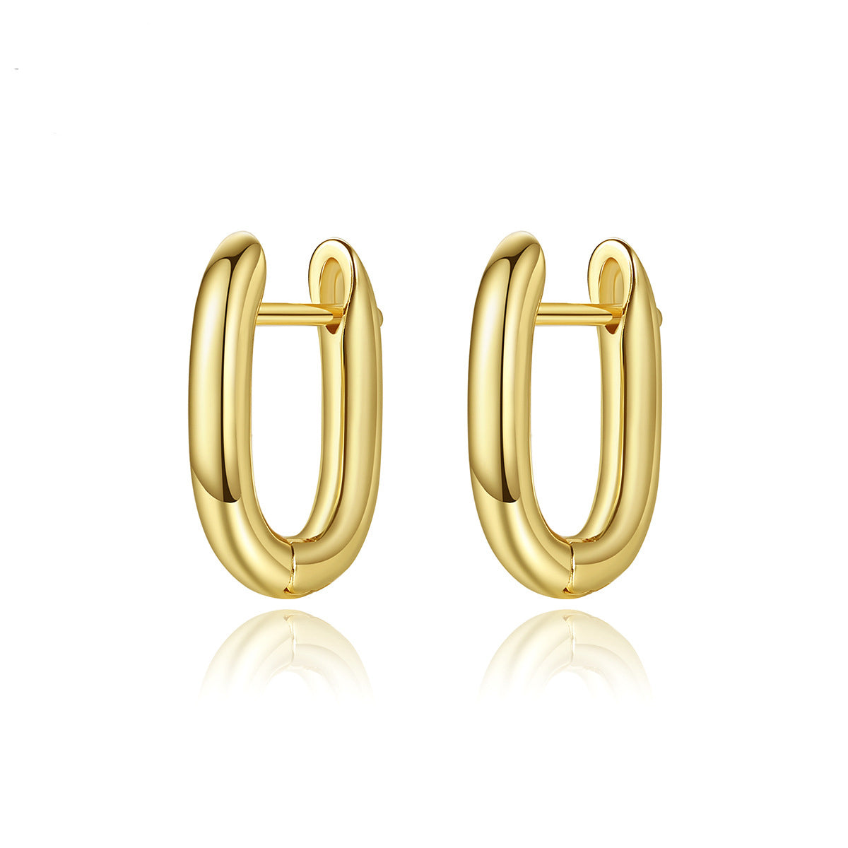 18K Gold-Plated U-Shape Huggie Earrings, gold huggie earrings, everyday style, side view