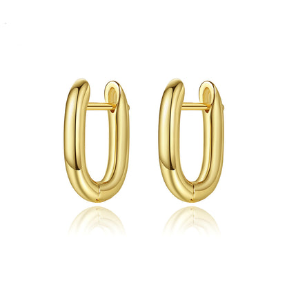 18K Gold-Plated U-Shape Huggie Earrings, gold huggie earrings, everyday style, side view