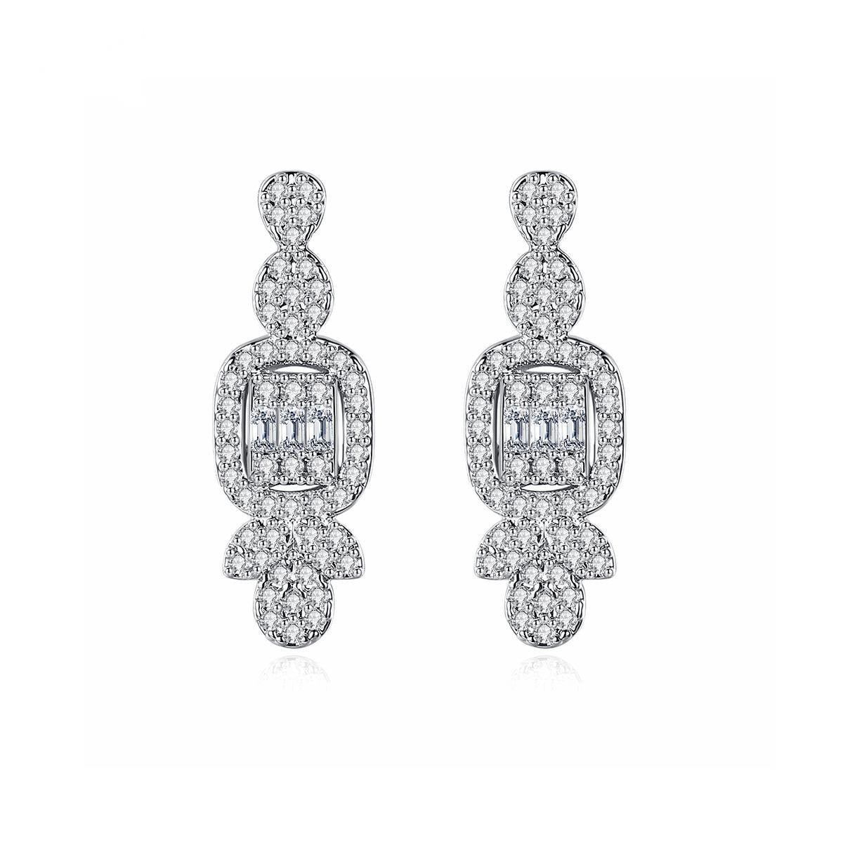 Crystal and Cubic Zirconia Geometric Drop Earrings, drop earrings for women, dainty minimalist design, side view