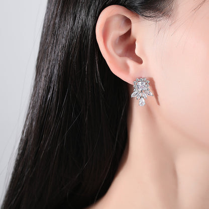 Crystal and Cubic Zirconia Cluster Drop Earrings, drop earrings for women, vintage-inspired design, lifestyle look