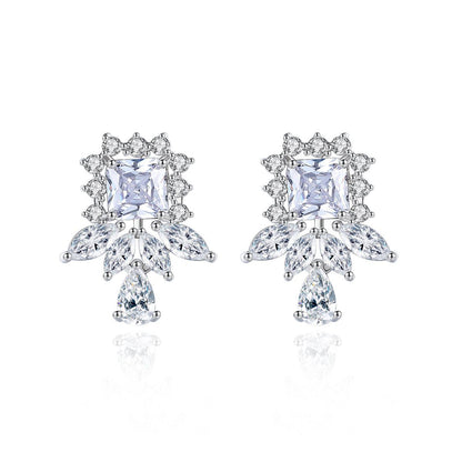 Crystal and Cubic Zirconia Cluster Drop Earrings, drop earrings for women, vintage-inspired design, side view