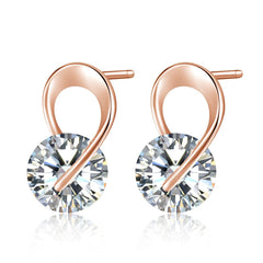 Crystal & 18K Rose Gold-Plated Loop Stud Earrings