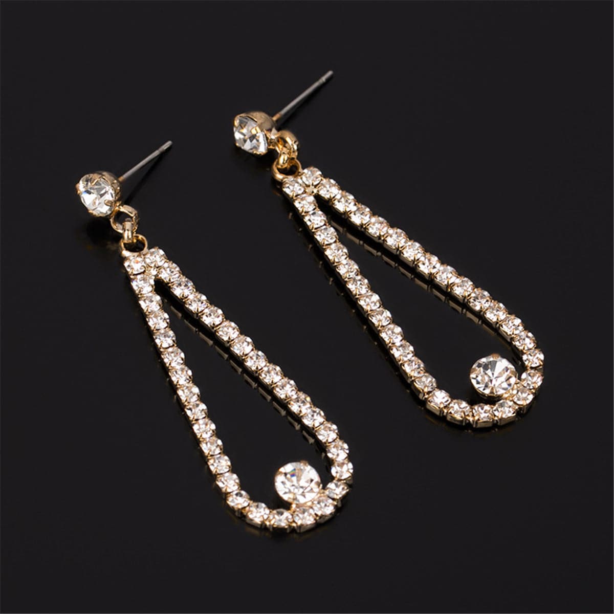 Cubic Zirconia & 18K Gold-Plated Open Teardrop Earrings
