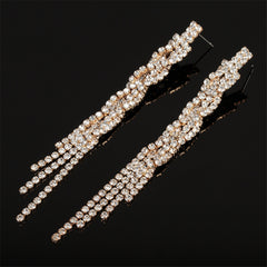 Cubic Zirconia & 18K Gold-Plated Crossing Line Drop Earrings