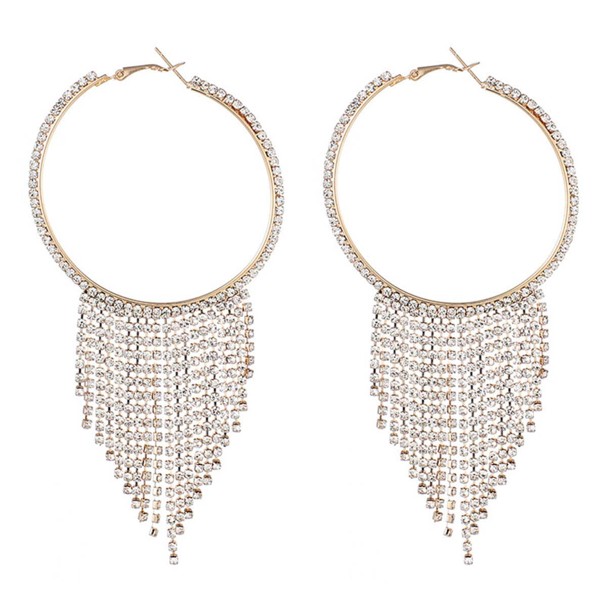 Cubic Zirconia & 18K Gold-Plated Tassel Hoop Earrings