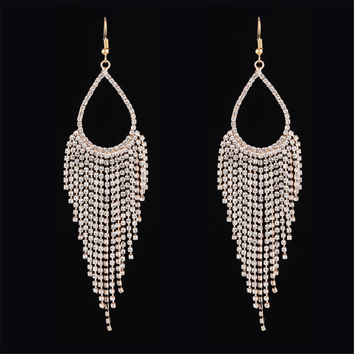Cubic Zirconia and 18K Gold-Plated Open Tassel Drop Earrings, gold drop earrings for women, everyday style, styled look