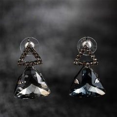 Gray & Rhodium-Plated Triangle Drop Earrings