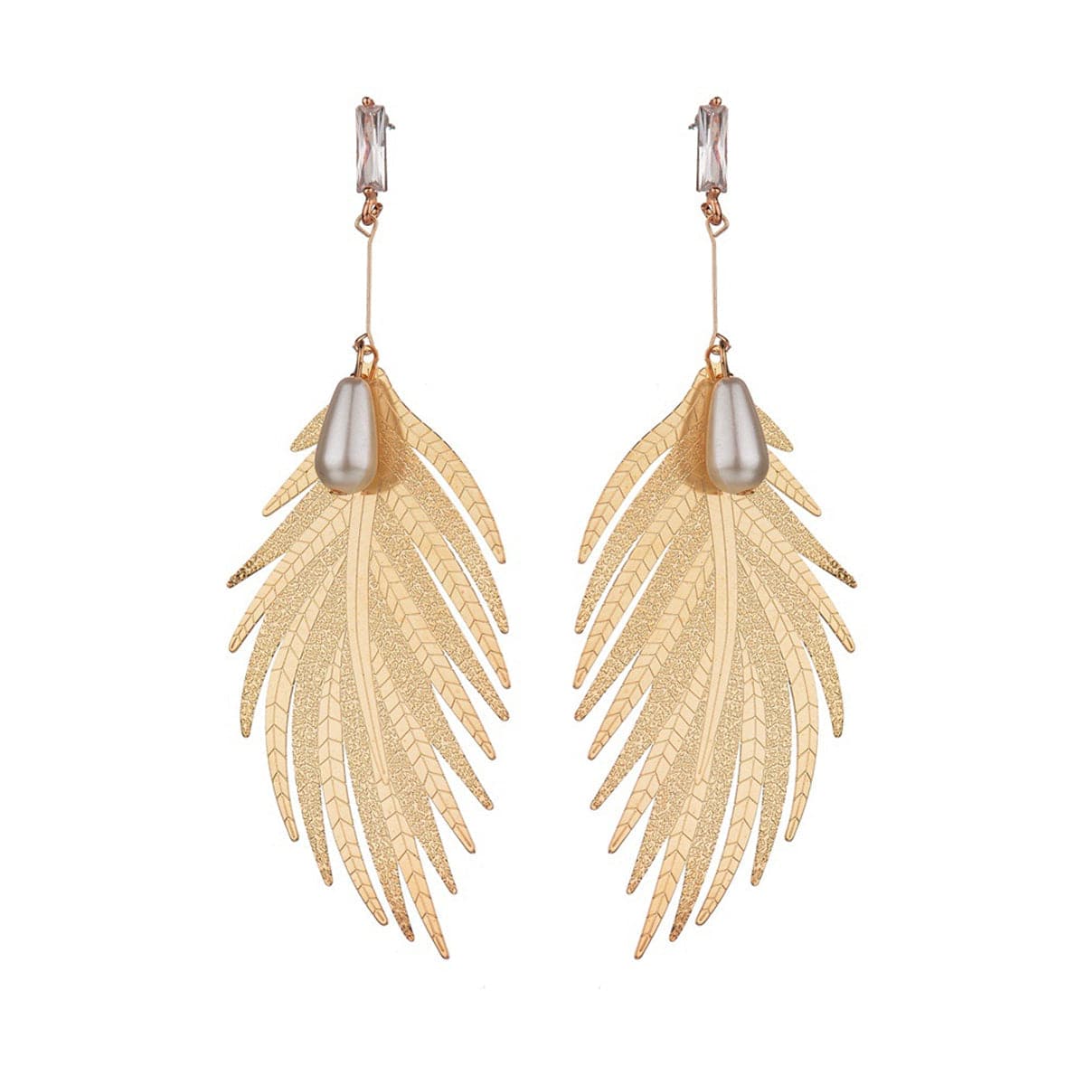 Pearl & Crystal 18K Gold-Plated Wing Drop Earrings