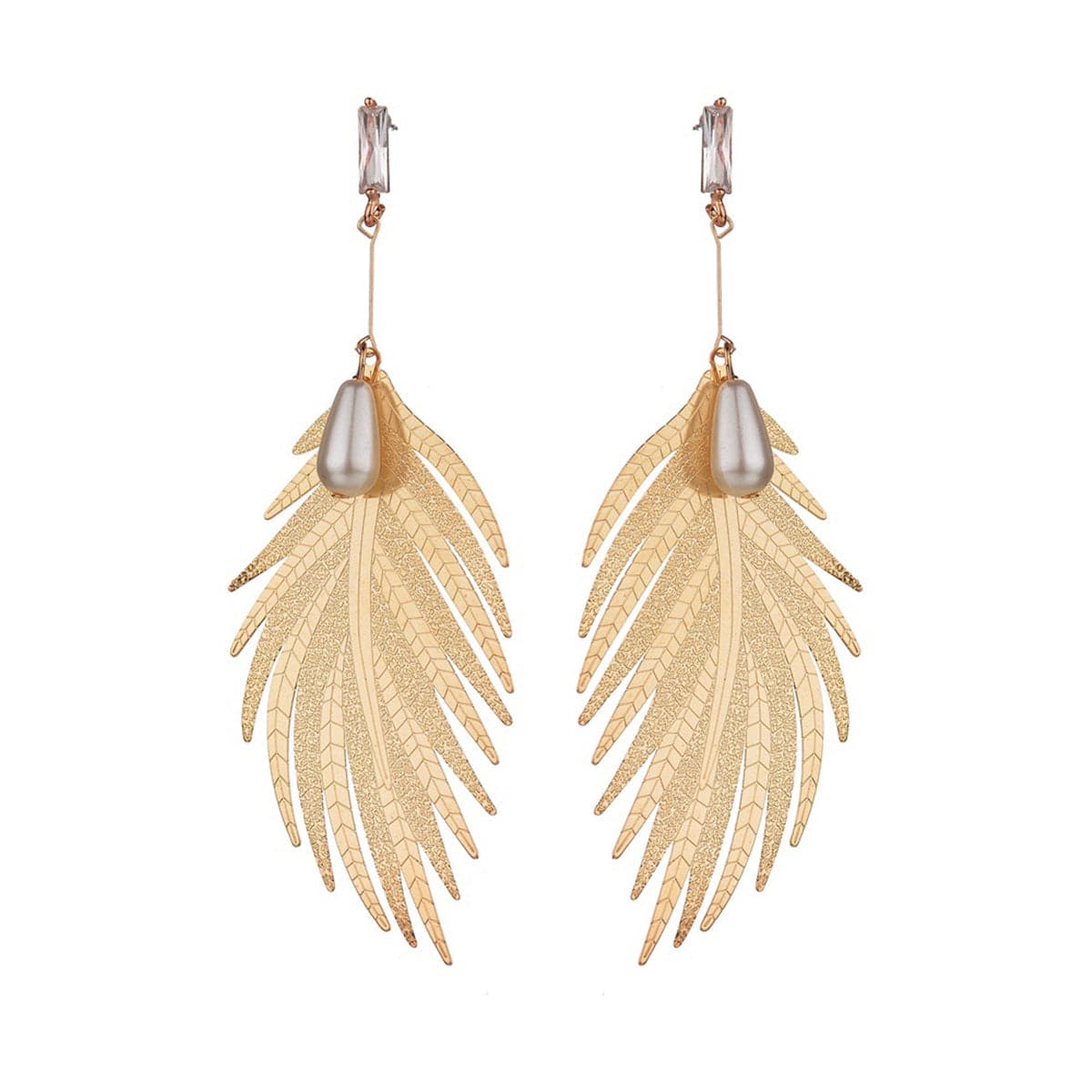Pearl & Crystal 18K Gold-Plated Wing Drop Earrings
