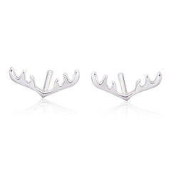 Silver-Plated Antler Stud Earrings