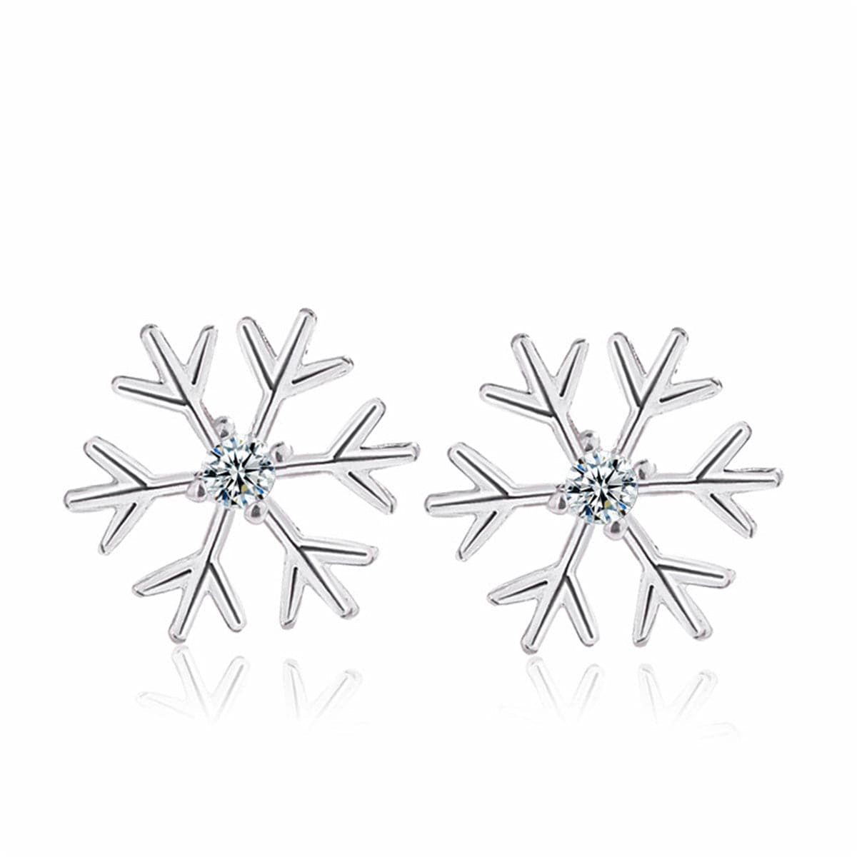 Cubic Zirconia & Silver-Plated Polished Snowflake Stud Earrings
