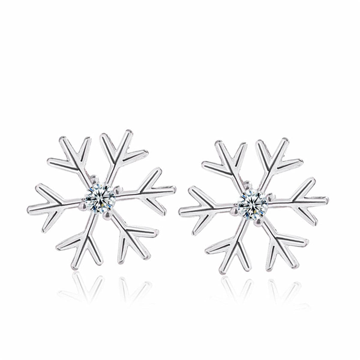 Cubic Zirconia & Silver-Plated Polished Snowflake Stud Earrings