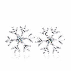 Cubic Zirconia & Silver-Plated Polished Snowflake Stud Earrings