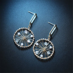 Cubic Zirconia & Pearl 18K Gold-Plated Wheel Drop Earrings