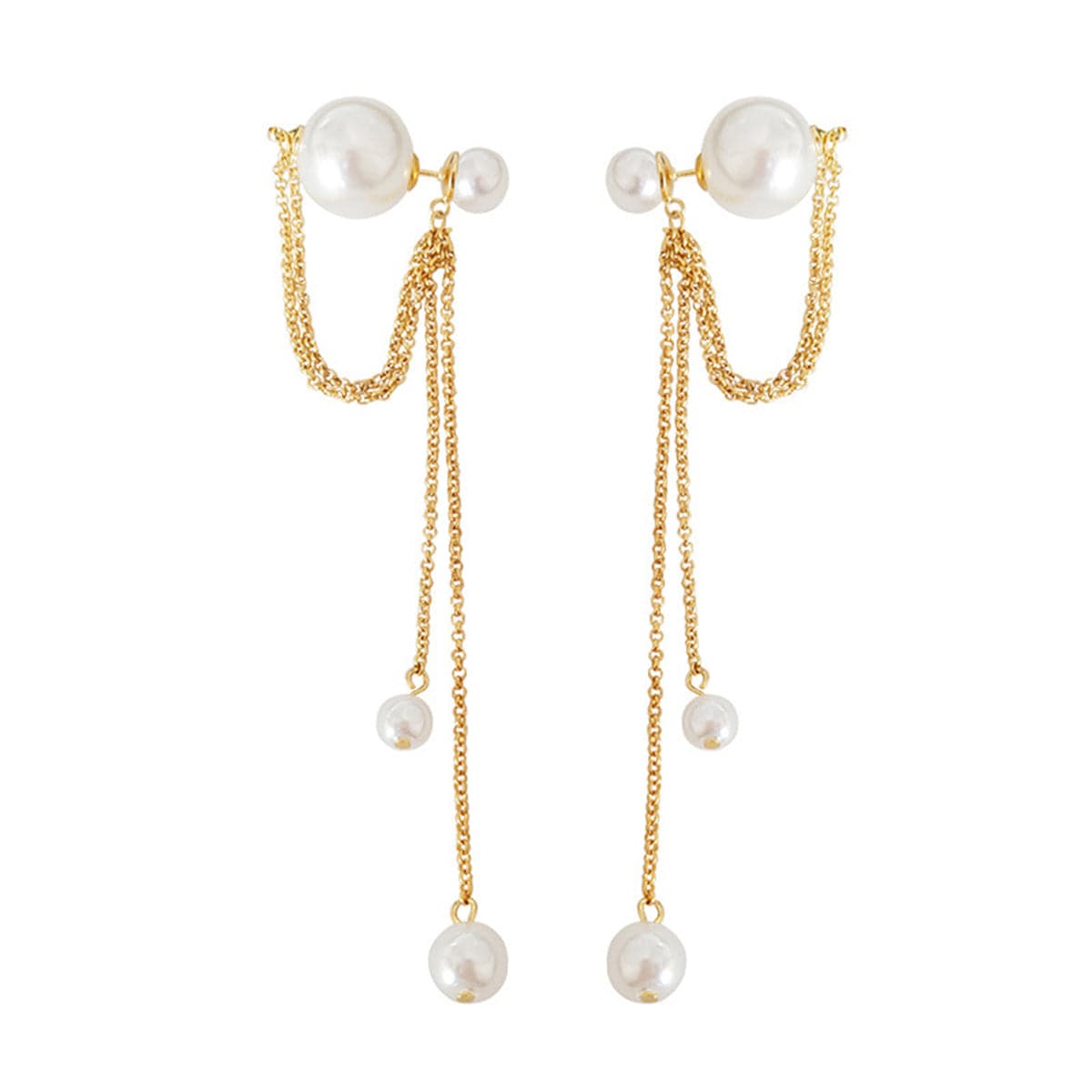 Pearl & 18K Gold-Plated Chain Ear Jackets