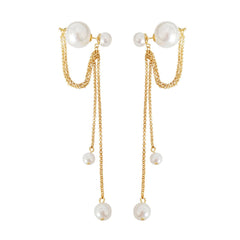 Pearl & 18K Gold-Plated Chain Ear Jackets