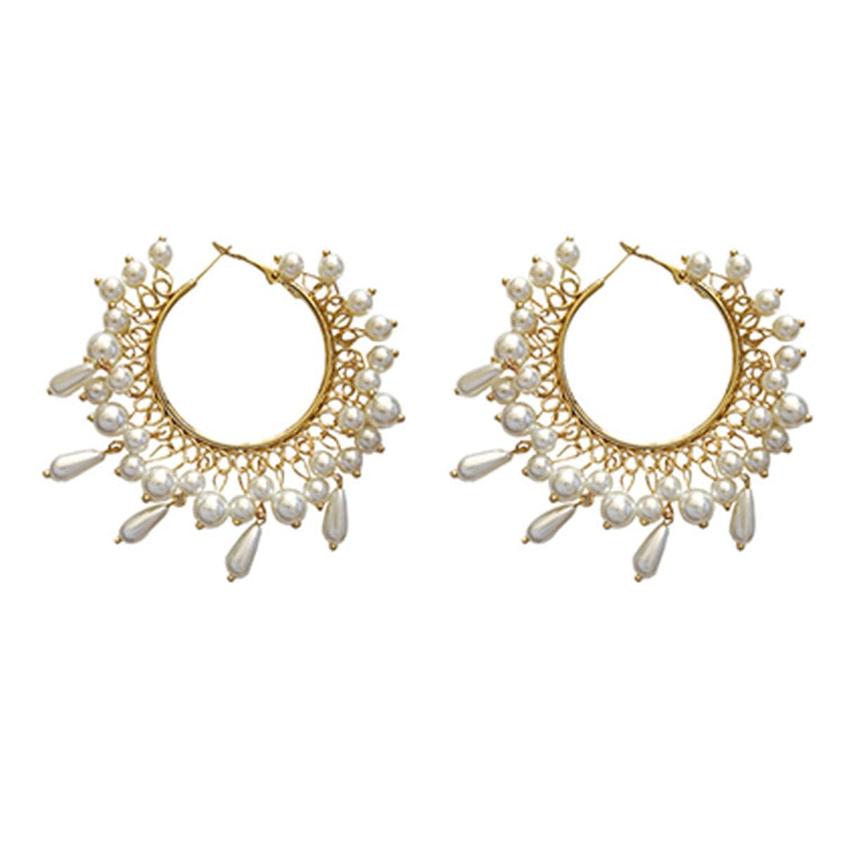 Pearl Group & 18K Gold-Plated Hoop Earrings