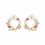 Opal & Cubic Zirconia Butterfly & Floral Stud Earrings